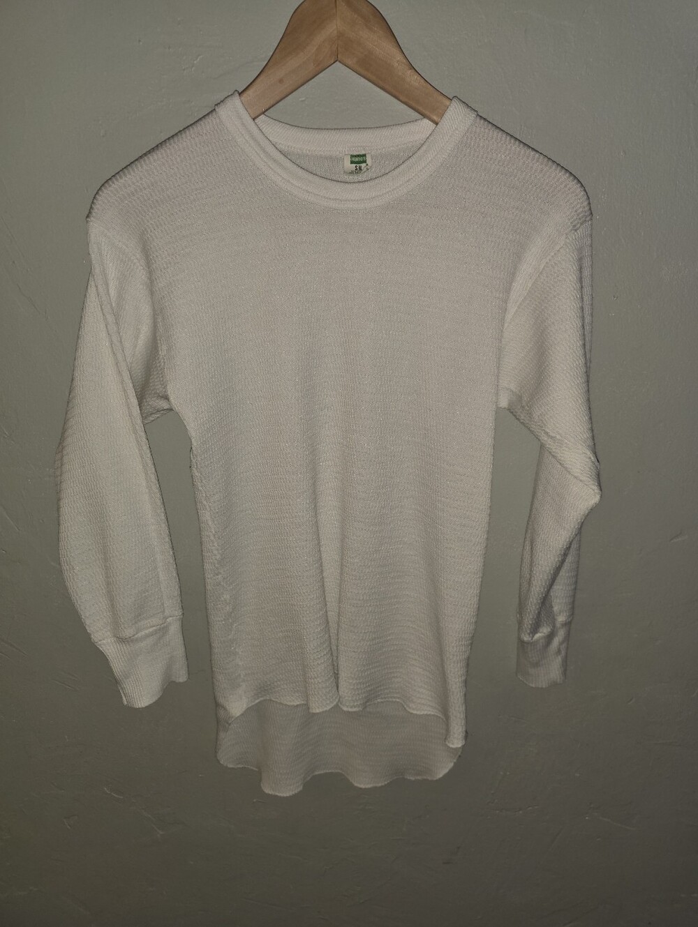 Vintage Hanes 1970s 1980s White Long-Sleeve Thermal Longsleeve